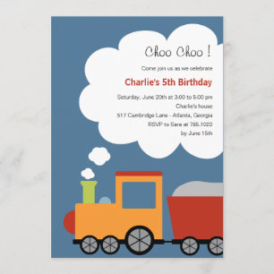 Invitación a la fiesta de tren de cumpleaños