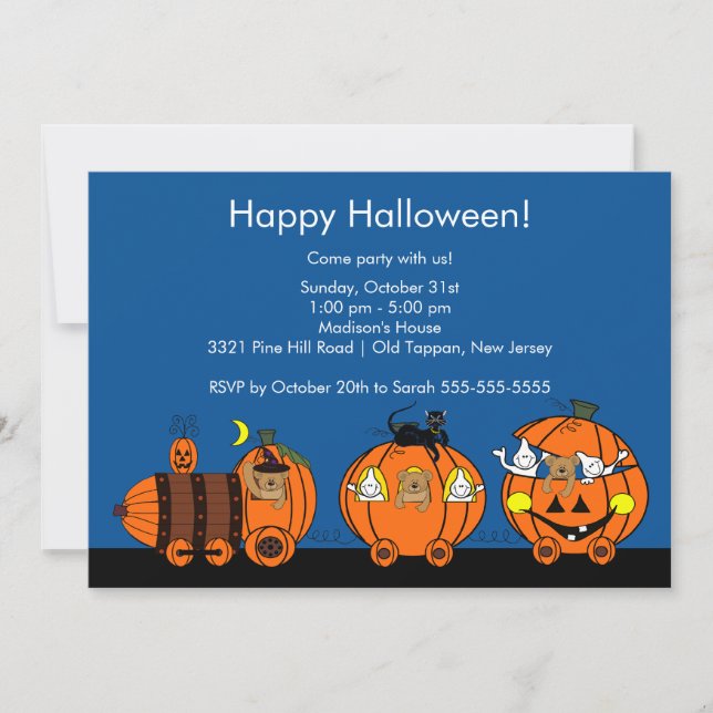 Invitación a la fiesta de trenes de Halloween para (Anverso)