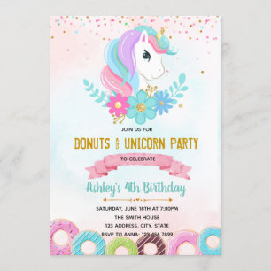 Invitación a la fiesta de Unicorn Donut