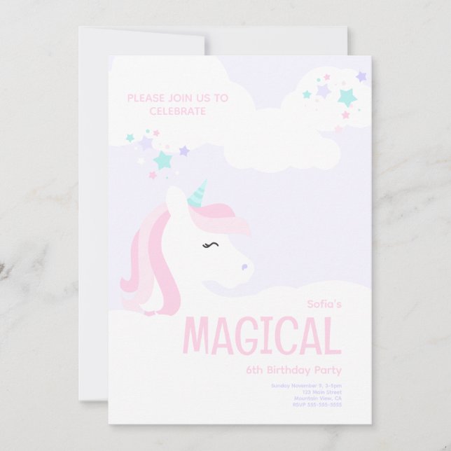 Invitación a la fiesta de Unicornio (Anverso)