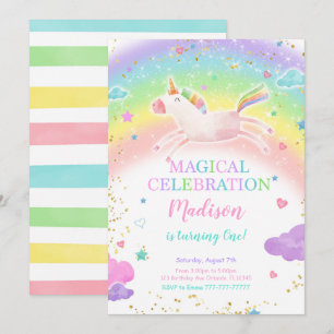 Invitación a la fiesta de Unicornio arcoiris