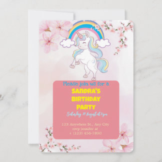 Invitación a la fiesta de Unicornio | Chica person