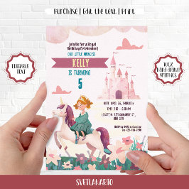 Invitación a la fiesta de Unicornio de la princesa