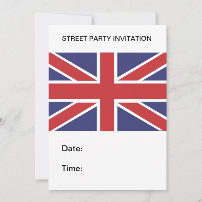 Invitación a la fiesta de Union Jack Street (Anverso)
