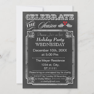Invitación a la fiesta de vacaciones de Chalkboard