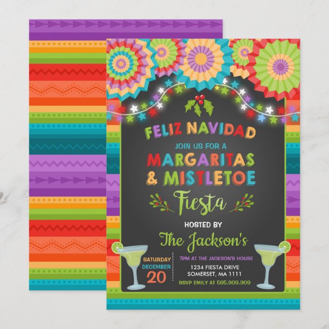 Invitación a la fiesta de vacaciones de Margaritas (Anverso / Reverso)