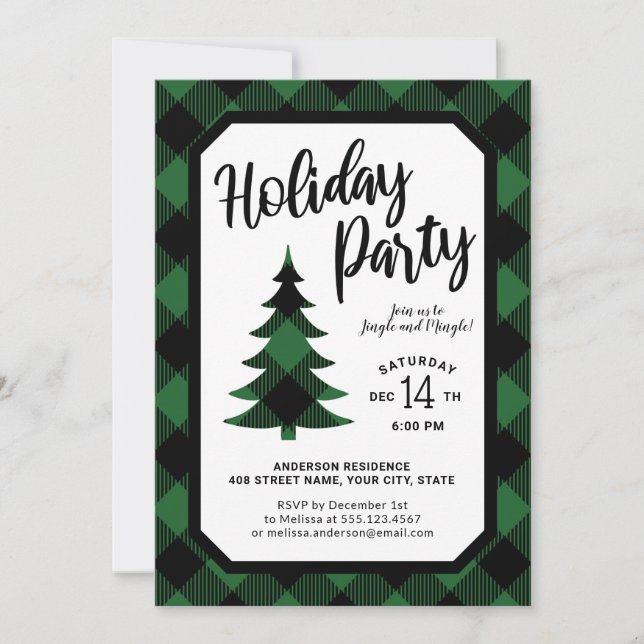 Invitación a la fiesta de vacaciones del árbol de  (Anverso)