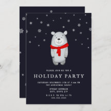 Invitación a la fiesta de vacaciones del oso polar