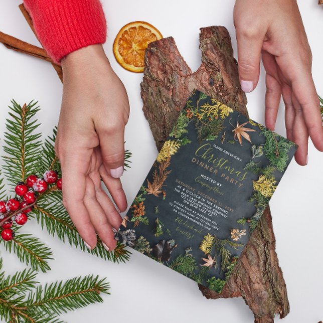 Invitación a la fiesta de vacaciones en el Evergre (Join Our Festive Feast! Christmas Dinner Party Invite 🍽️🎄 [Edit & Send])