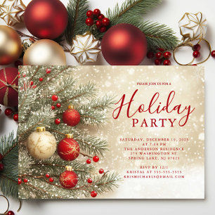 Invitación a la fiesta de vacaciones rojas y de or