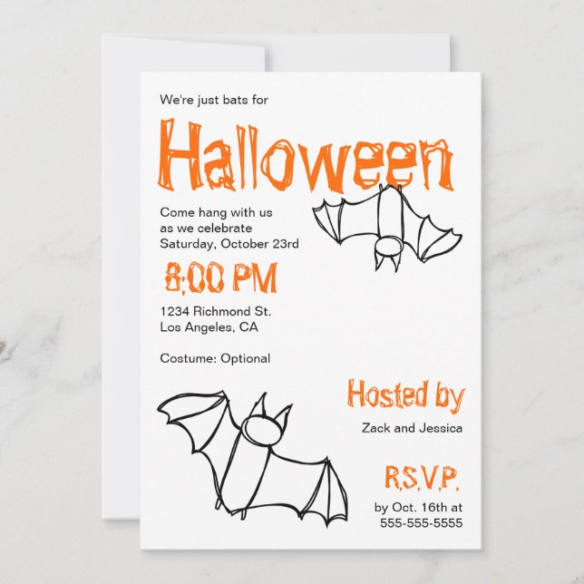 Invitación a la fiesta de Vampire Bat Halloween (Anverso)