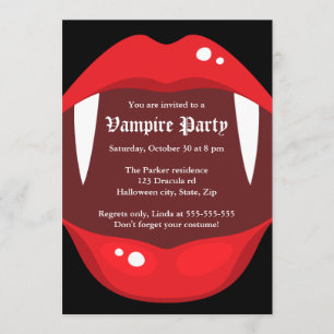 Invitación a la fiesta de vampiros con colmillos y