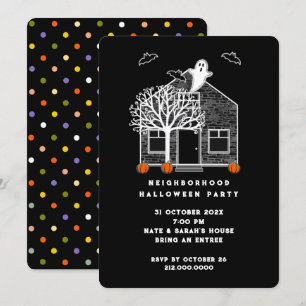 Invitación a la fiesta de vecindad de Halloween