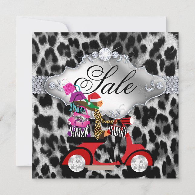 Invitación a la fiesta de venta de Navidad Leopard (Anverso)