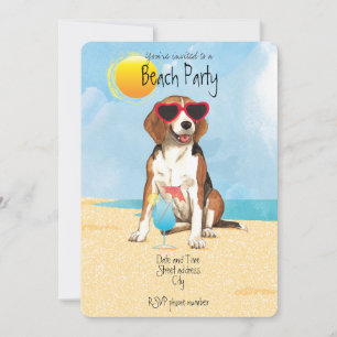 Invitación a la fiesta de verano Beagle Beach