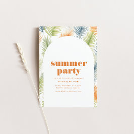 Invitación a la fiesta de verano con planta tropic