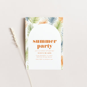 Invitación a la fiesta de verano con planta tropic