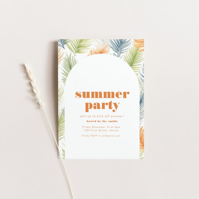 Invitación a la fiesta de verano con planta tropic (Subido por el creador)