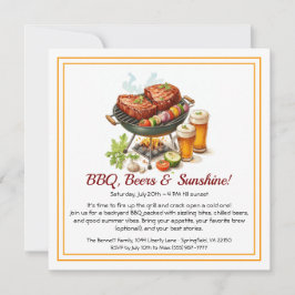 Invitación a la fiesta de verano de barbacoa y cer