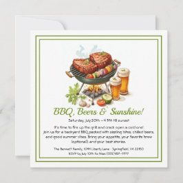 Invitación a la fiesta de verano de barbacoa y cer