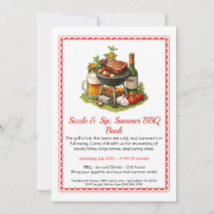 Invitación a la fiesta de verano de barbacoa y cer