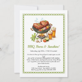 Invitación a la fiesta de verano de barbacoa y cer