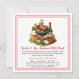 Invitación a la fiesta de verano de barbacoa y cer