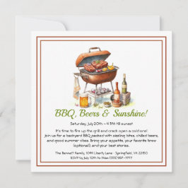 Invitación a la fiesta de verano de barbacoa y cer