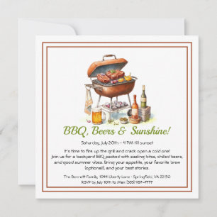 Invitación a la fiesta de verano de barbacoa y cer