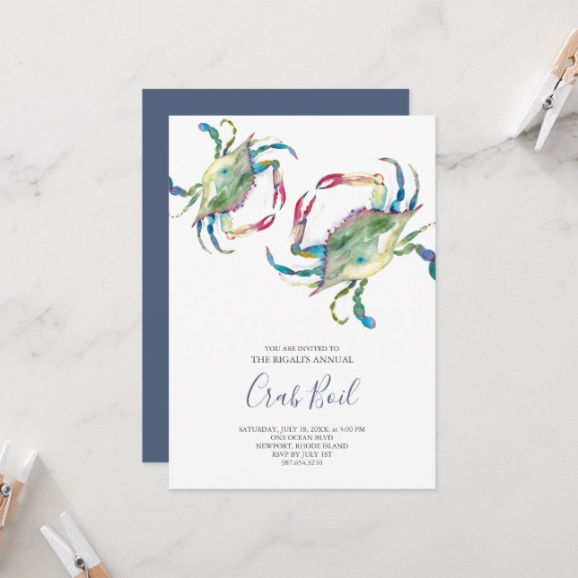 Invitación a la fiesta de verano de Crab Boil (Anverso/Reverso In Situ)