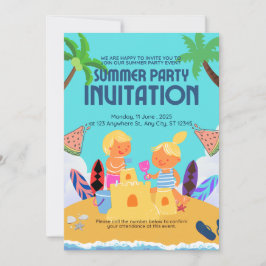 Invitación a la fiesta de verano de Cute Kids Beac