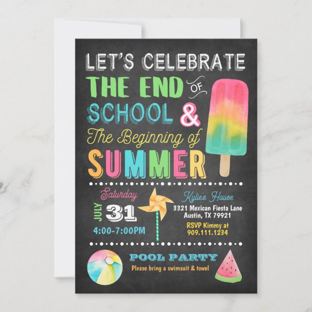 Invitación a la fiesta de verano de fin de curso (Anverso)
