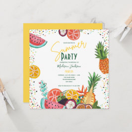 Invitación a la fiesta de verano de frutas tropica