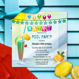 Invitación a la fiesta de verano de la piscina acu