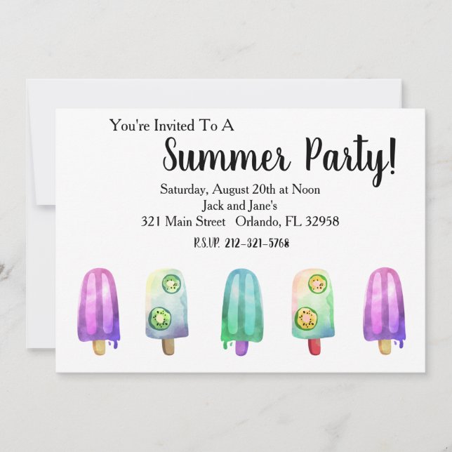 Invitación a la fiesta de verano de la prueba de c (Anverso)