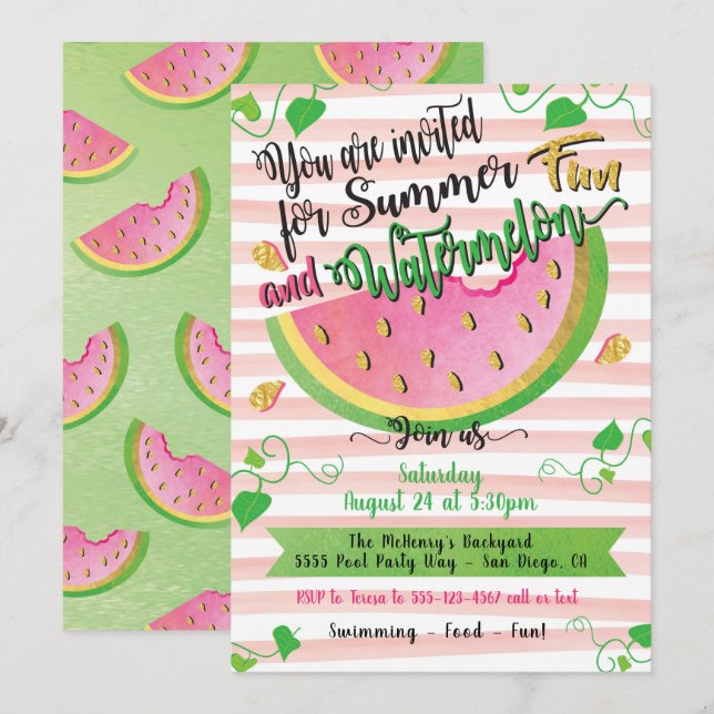 Invitación a la fiesta de verano de la sandía (Anverso / Reverso)