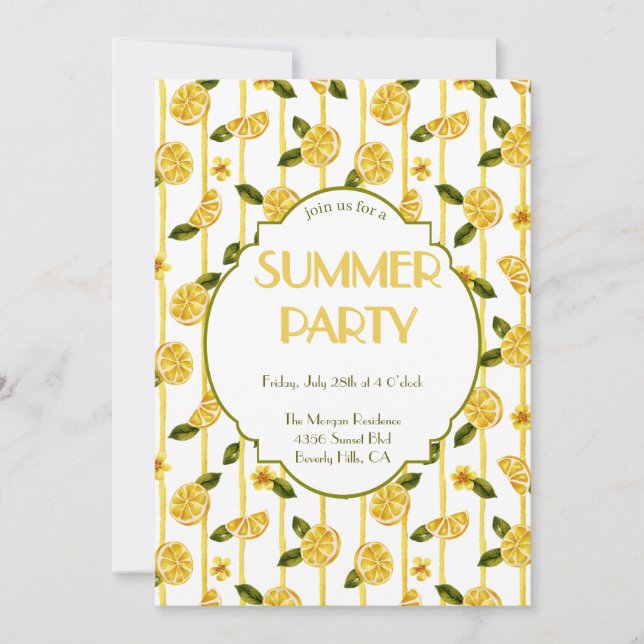 Invitación a la fiesta de verano de los lemones (Anverso)