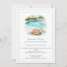 Invitación a la Fiesta de Verano de Piscina y Pizz