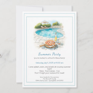 Invitación a la Fiesta de Verano de Piscina y Pizz