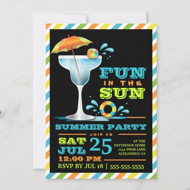 Invitación a la fiesta de verano de Sun Cocktails  (Anverso)