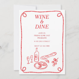 Invitación a la fiesta de verano de vino y cena