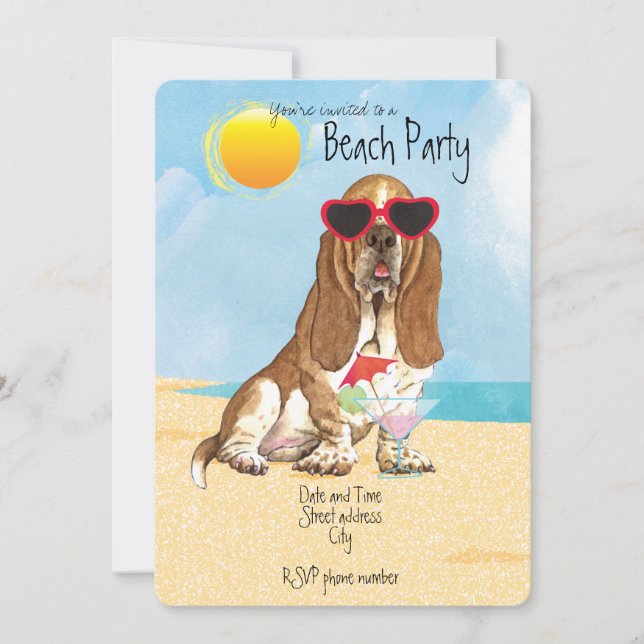 Invitación a la fiesta de verano del Basset Hound  (Anverso)