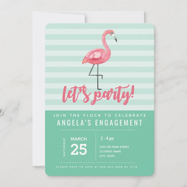 Invitación a la fiesta de verano del Flamingo Rosa (Anverso)