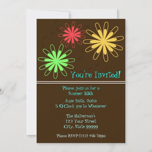 Invitación a la fiesta de verano en barbacoa (Anverso)
