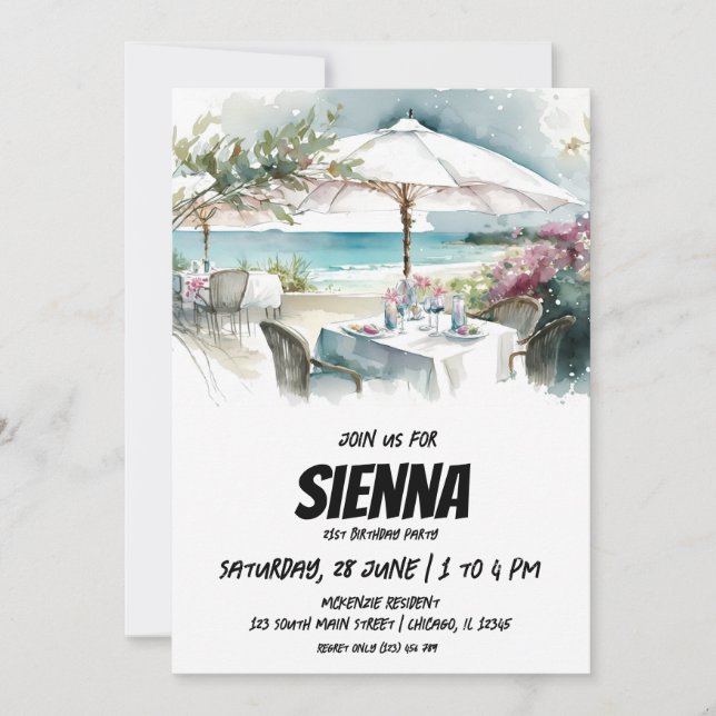 Invitación a la fiesta de verano en la playa (Anverso)