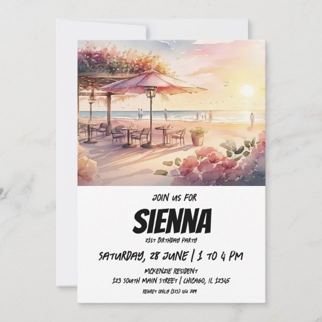 Invitación a la fiesta de verano en la playa (Anverso)