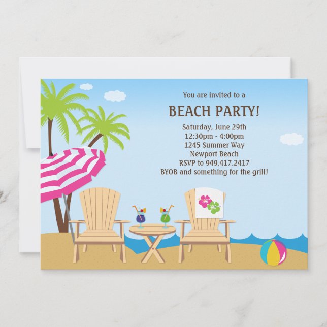 Invitación a la fiesta de verano en la playa (Anverso)