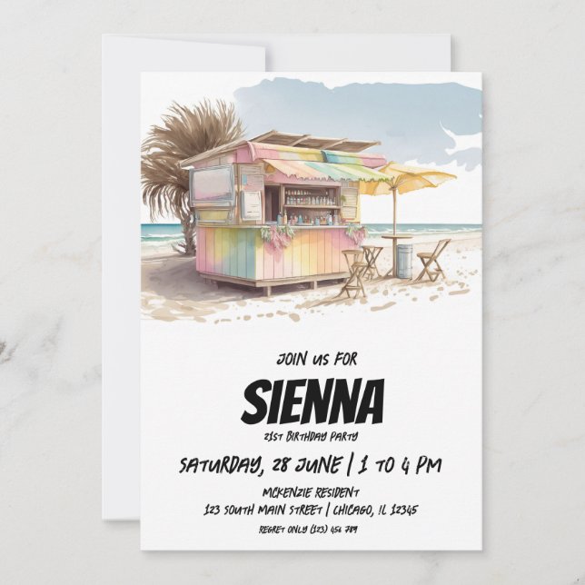 Invitación a la fiesta de verano en la playa (Anverso)