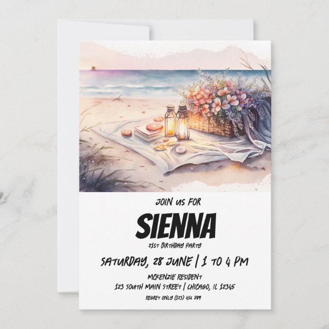 Invitación a la fiesta de verano en la playa (Anverso)