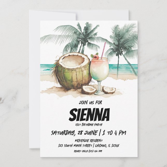 Invitación a la fiesta de verano en la playa (Anverso)